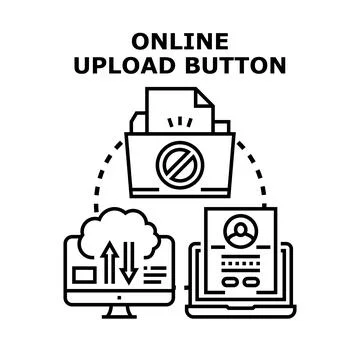 Online upload button for restricted files management Stock Illustration