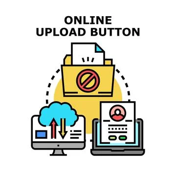 Online upload button for restricted files management Stock Illustration