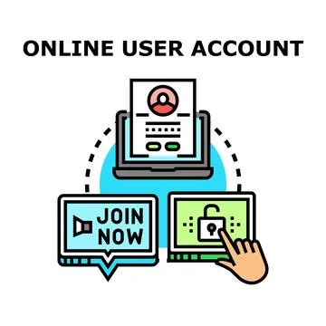 Online user account creating, joining, and accessing concept 스톡 일러스트