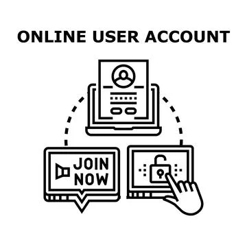 Online user account creating, joining, and accessing concept Stock Illustration