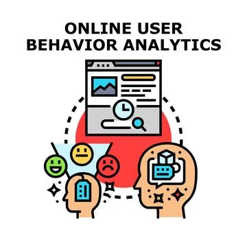 Online user behavior analytics measuring feedback and data Stock Illustration
