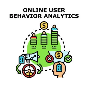 Online user behavior analytics process and data optimization Stock Illustration