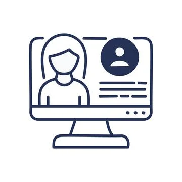 Online user profile. Computer screen with a female user profile and informa.. Stock Illustration