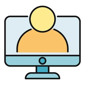 Online user profile icon on computer monitor Stock Illustration