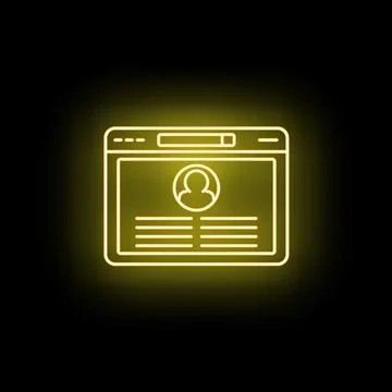 Online user profile page neon glowing icon Illustrazione stock