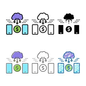 Online variations financial phone application color icon vector Stock Illustration