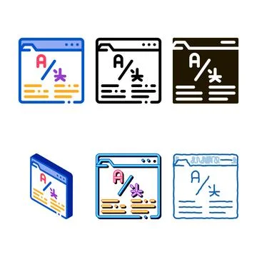 Online variations web site translator icon thin line vector 스톡 일러스트