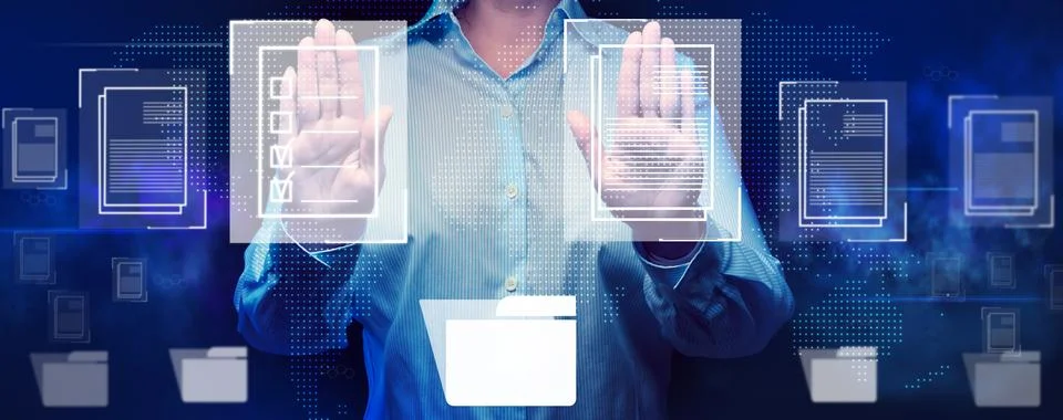 Online verification of documents, remote control of business processes. Imp.. 库存照片