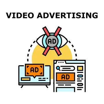 Online video advertising blocking concept on digital screens Stock Illustration