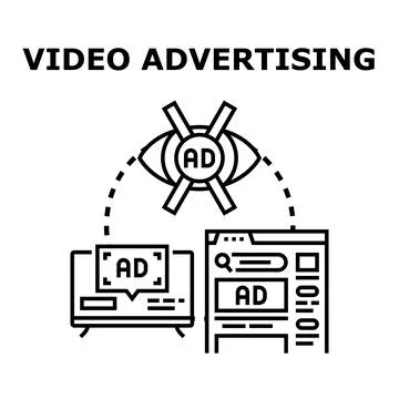 Online video advertising blocking concept on digital screens Stock Illustration