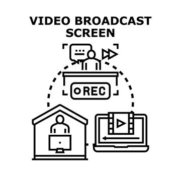 Online video broadcast streaming and remote recording concept Stock Illustration