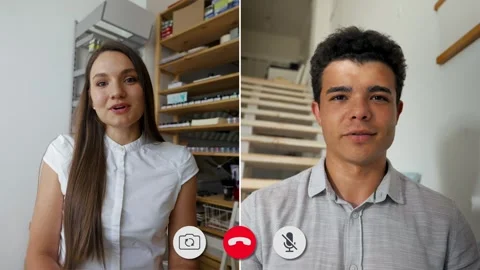 Online video call between two individuals discussing important topics Stock Footage 310964121