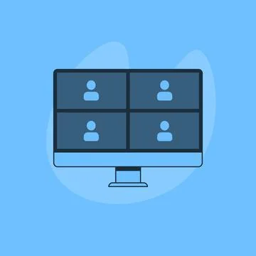 Online video call. Four users. Online webinar, meeting. Webinars and web Иллюстрация