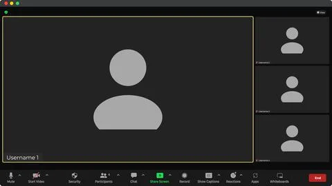Online video call interface template with user icon. Online conference meeting Stock Illustration