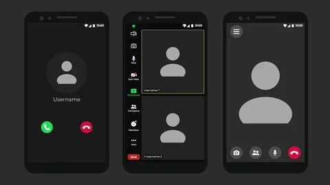 Online video call interface template with user icon. Application for calls 스톡 일러스트
