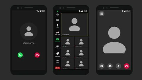 Online video call interface template with user icon. Application for calls 스톡 일러스트