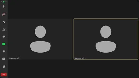 Online video call interface template with user icon. Online conference meeting Illustrazione stock