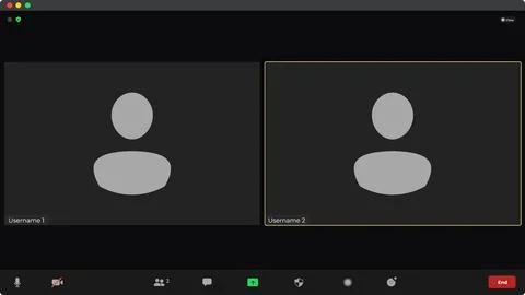 Online video call interface template with user icon. User web video call window Stock Illustration