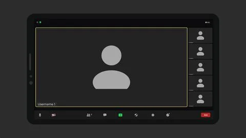 Online video call interface template with user icon. Application for social Stock Illustration