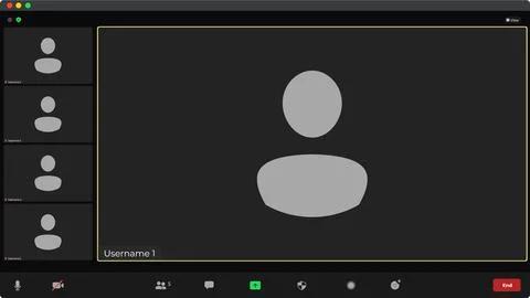 Online video call interface template with user icon. Application for social Illustrazione stock