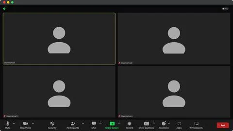 Online video call interface template with user icon. Application for social Stockillustratie