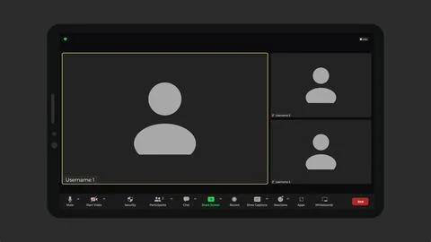 Online video call interface template with user icon. User web video call window Illustrazione stock