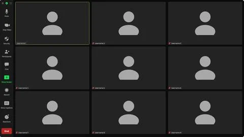 Online video call interface template with user icon. User web video call window 스톡 일러스트