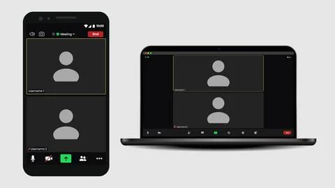 Online video call interface template with user icon. Application for social Illustrazione stock