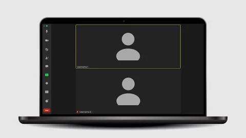 Online video call interface template with user icon. Online conference meeting Illustrazione stock