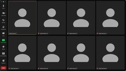 Online video call interface template with user icon. Online conference meeting Stock Illustration