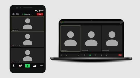 Online video call interface template with user icon. Application for social Stock Illustration