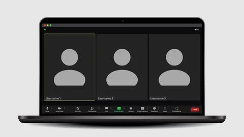 Online video call interface template with user icon. Application for social Illustrazione stock