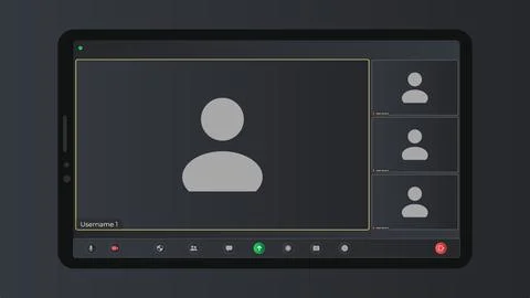 Online video call interface template with user icon. Video calls window overlay Illustrazione stock