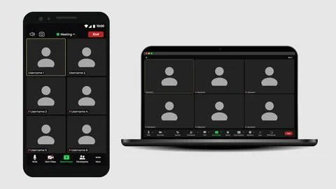 Online video call interface template with user icon. User web video call window Stock Illustration