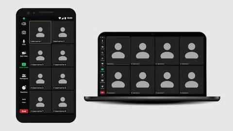 Online video call interface template with user icon. Video calls window overlay Stock Illustration