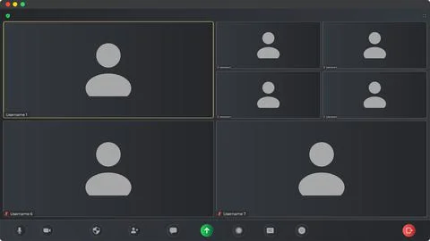 Online video call interface template with user icon. Application for social Stock Illustration