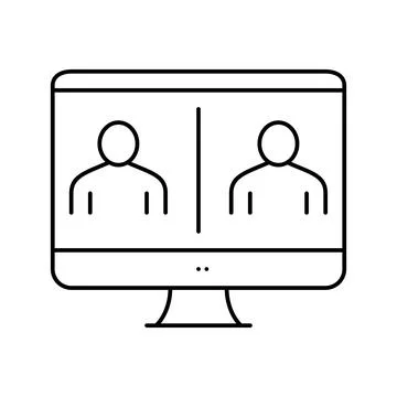Online video calling computer screen line icon vector illustration Stock Illustration