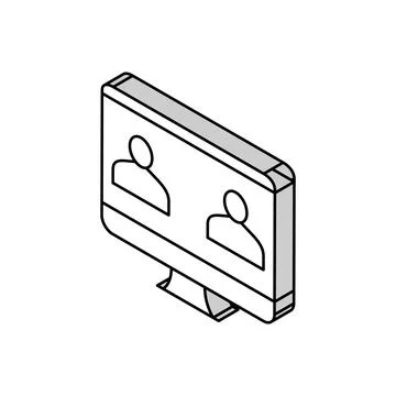 Online video calling computer screen isometric icon vector illustration 스톡 일러스트