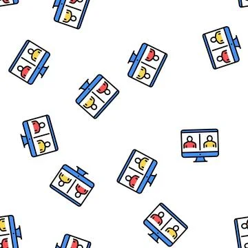 Online video calling computer screen vector seamless pattern 스톡 일러스트