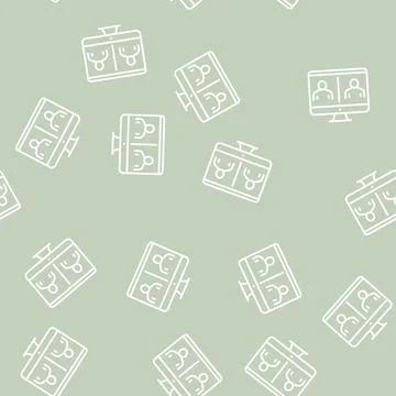Online video calling computer screen line seamless pattern Stockillustratie