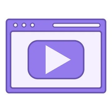 Online Video Color Icon. Vector Website Icon and Play Icon. Concept of Film.. 스톡 일러스트