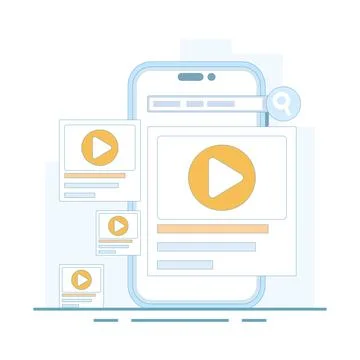Online video concept. Video window device. 库存插图
