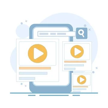 Online video concept. Video window device. 库存插图