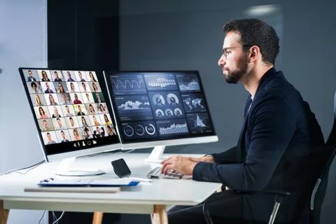 Online Video Conference Interview Meeting Stock Photos
