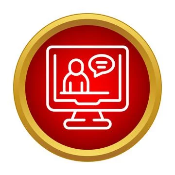 Online video conferencing communication on computer screen icon Illustrazione stock