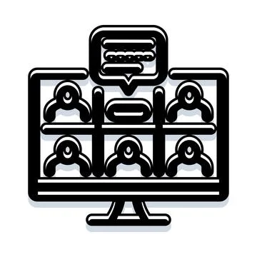 Online video conferencing meeting on computer screen icon 스톡 일러스트