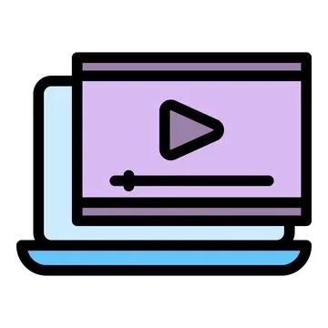Online video course icon vector flat Stockillustratie