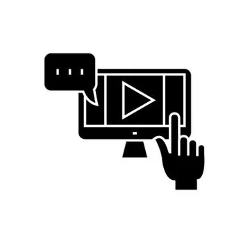 Online video courses black vector concept icon. Online video courses flat Illustrazione stock