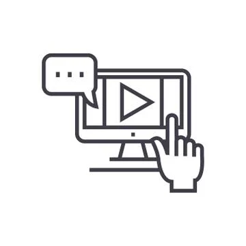 Online video courses linear icon, sign, symbol, vector on isolated background Illustrazione stock