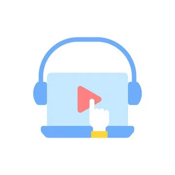 Online video for e learning vector flat color icon Stock Illustration